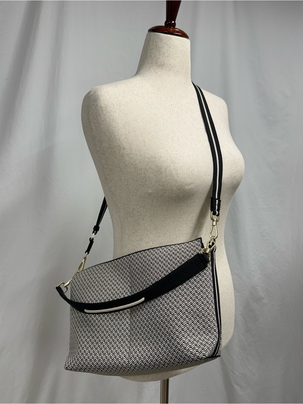 Rothy's Dark Mist Daily Crossbody Bag with Black Hand Strap and Shoulder Strap